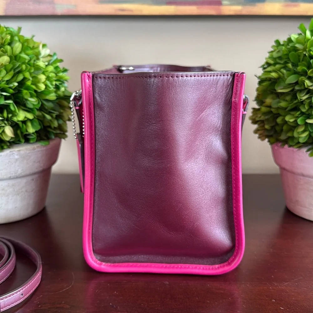 COACH 🩷TWO TONE🩷 COLORBLOCK LEATHER MINI CROSBY CARRYALL BAG 🌟EUC🌟 - Picture 9 of 17